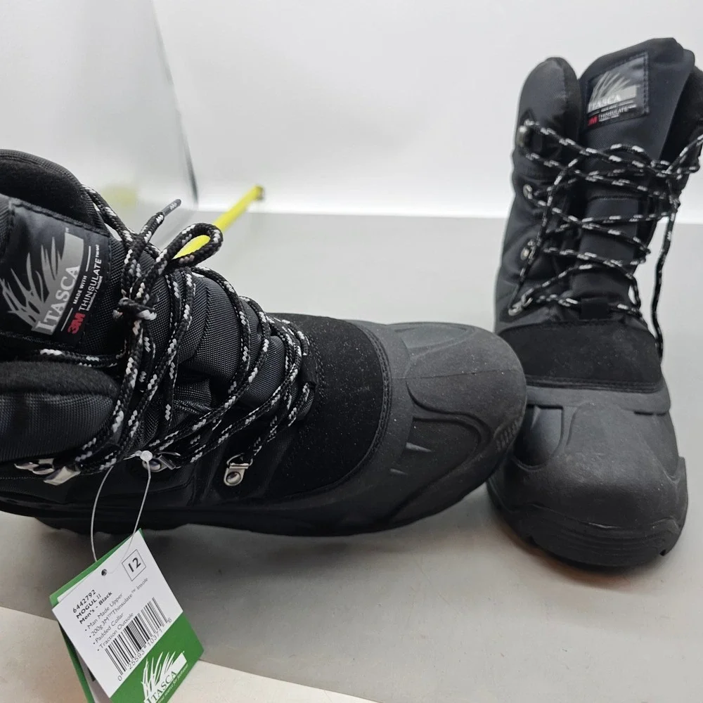 Itasca Mens Black Snow Boots 3M Thinsulate Insulated Winter Work Boots Size 12